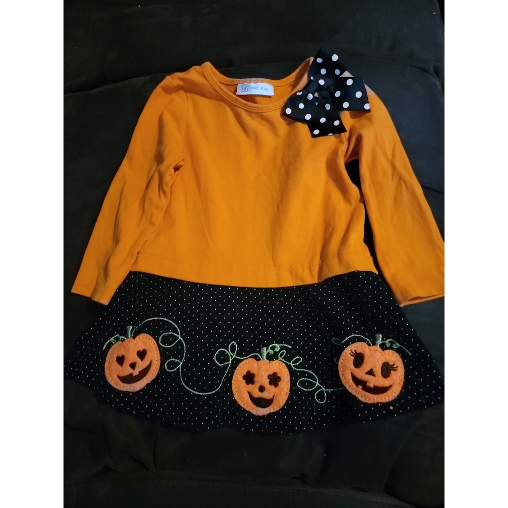 Bonnie jean fall autumn pumpkin Halloween dress 18 months
